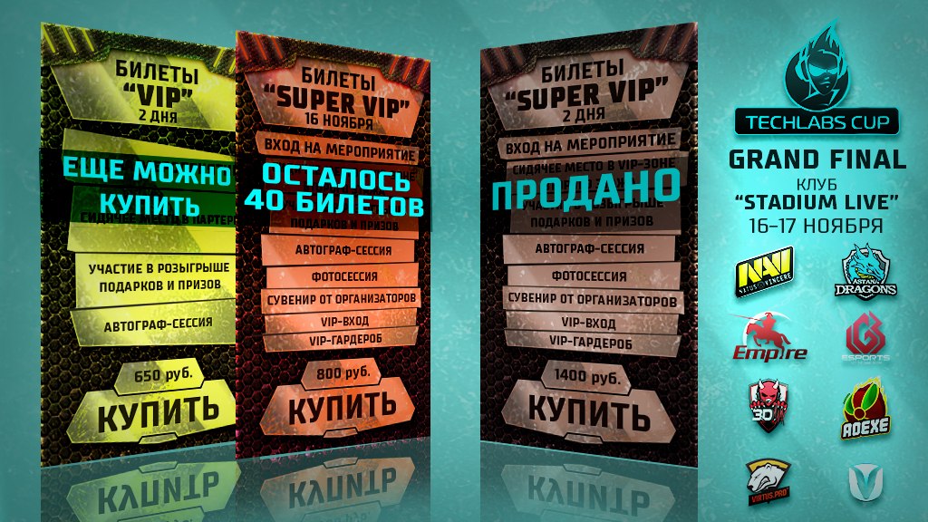Билеты на Гранд-финал TECHLABS CUP 2013